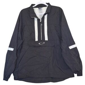 Vintage Bike Quarter Zip Windbreaker Black White Nylon Pullover Large